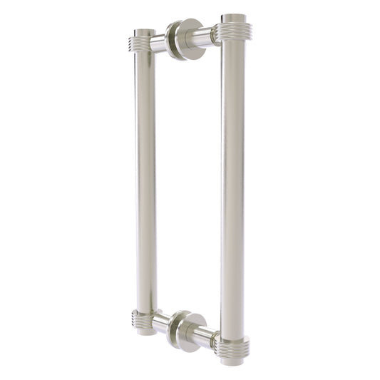 Allied Brass 404G-12BB 13.4" x 7.2" Satin Nickel Solid Brass Back-to-Back Shower Door Pull with Grooved Accent