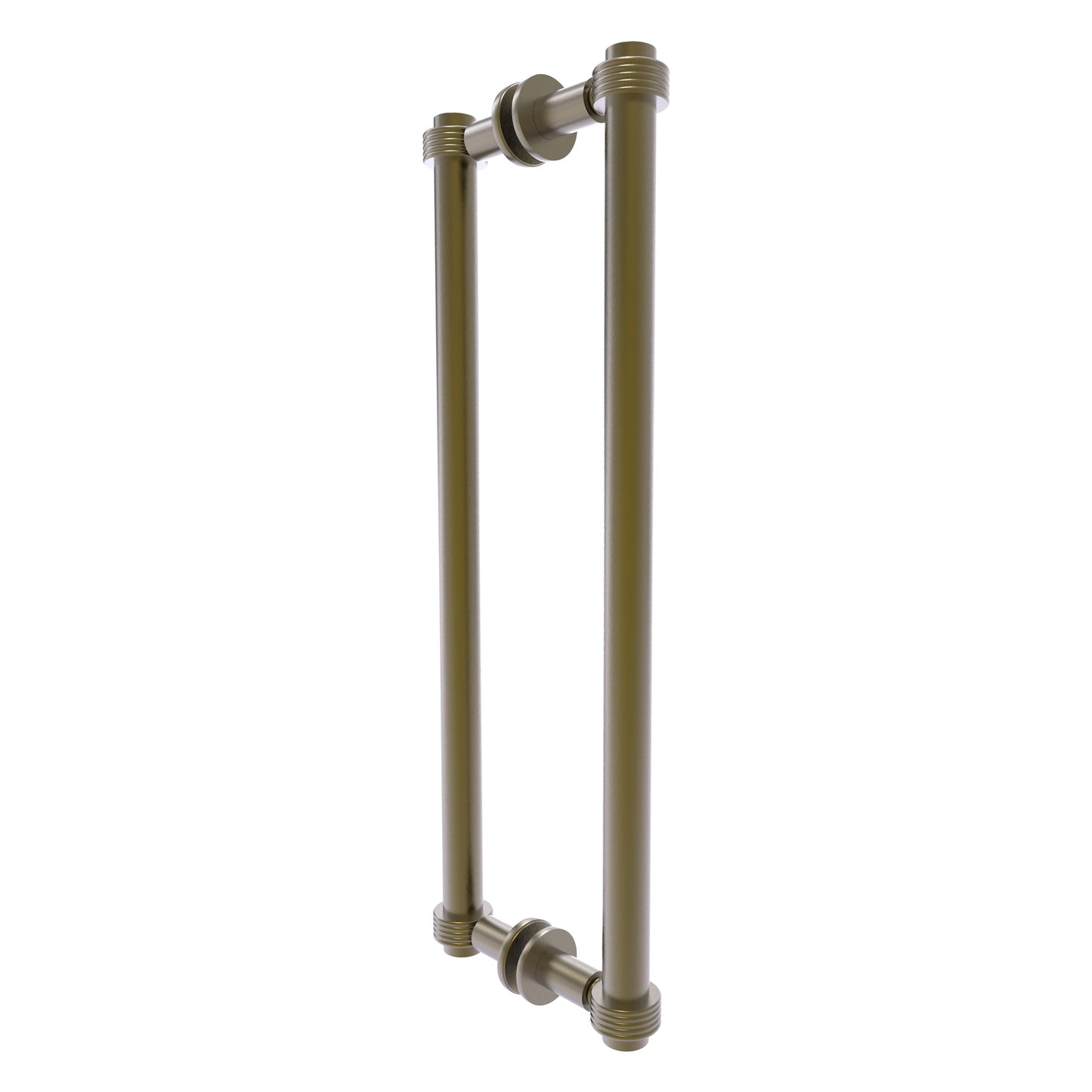 Allied Brass 404G-18BB 19.4" x 7.2" Antique Brass Solid Brass Back-to-Back Shower Door Pull with Grooved Accent