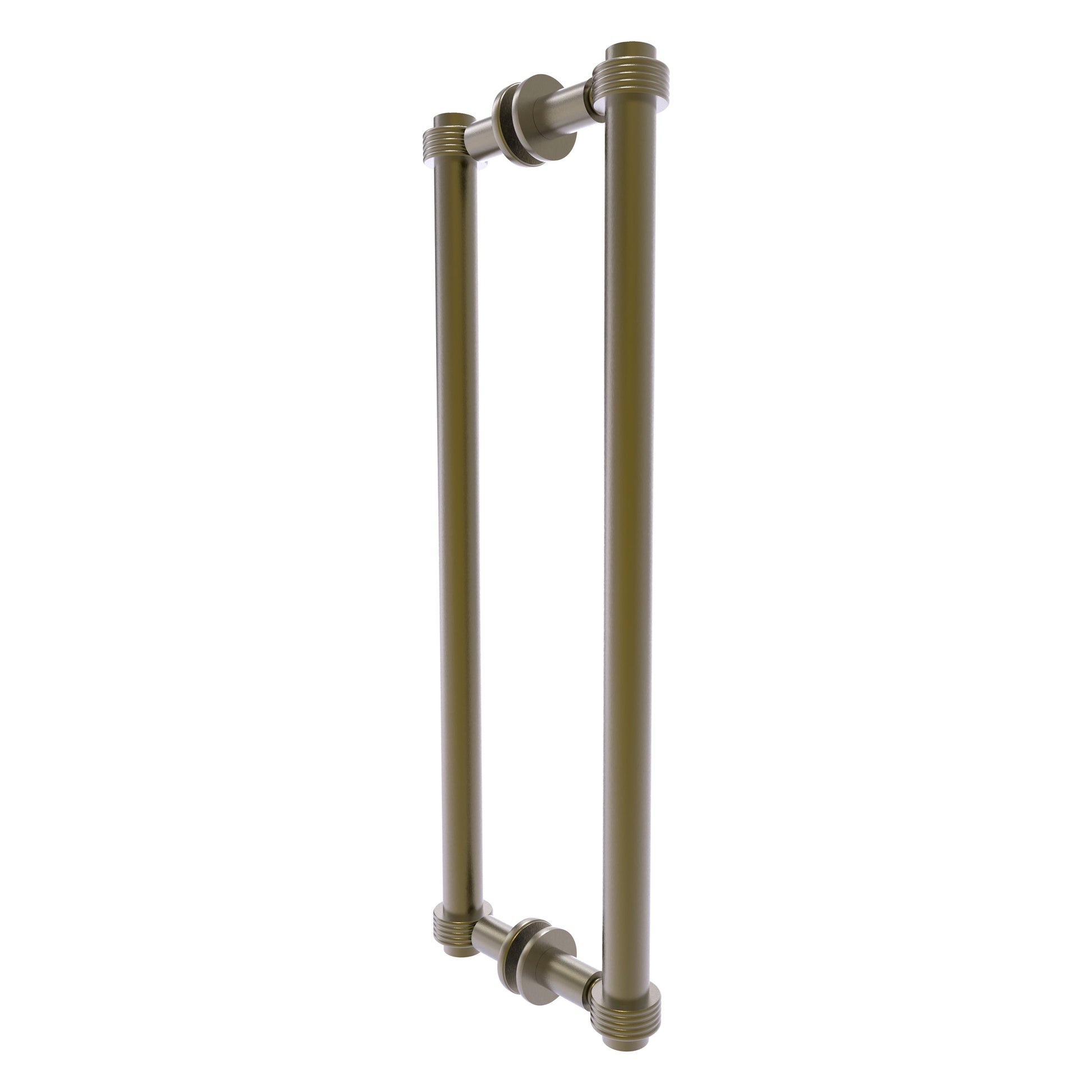 Allied Brass 404G-18BB 19.4" x 7.2" Antique Brass Solid Brass Back-to-Back Shower Door Pull with Grooved Accent