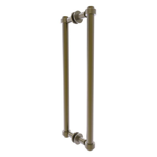 Allied Brass 404G-18BB 19.4" x 7.2" Antique Brass Solid Brass Back-to-Back Shower Door Pull with Grooved Accent