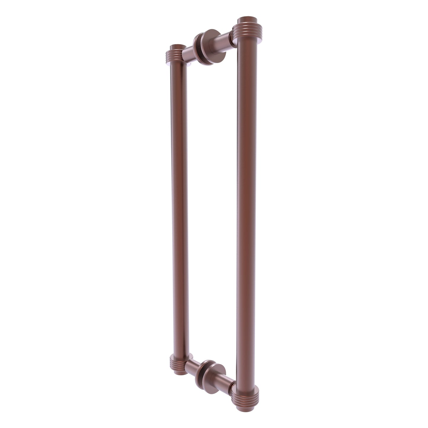 Allied Brass 404G-18BB 19.4" x 7.2" Antique Copper Solid Brass Back-to-Back Shower Door Pull with Grooved Accent