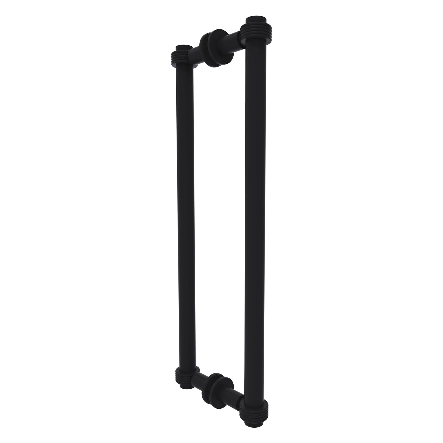 Allied Brass 404G-18BB 19.4" x 7.2" Matte Black Solid Brass Back-to-Back Shower Door Pull with Grooved Accent