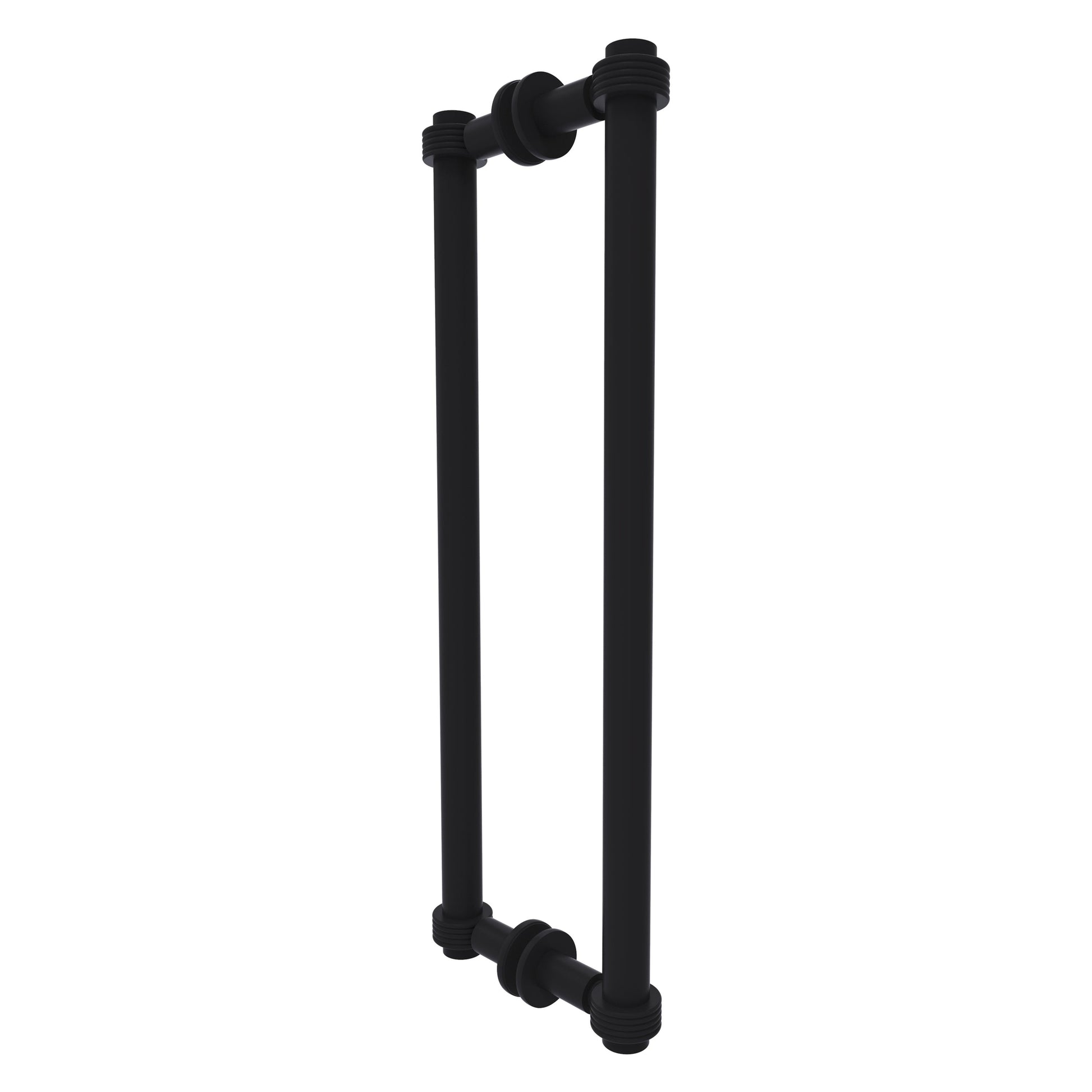 Allied Brass 404G-18BB 19.4" x 7.2" Matte Black Solid Brass Back-to-Back Shower Door Pull with Grooved Accent