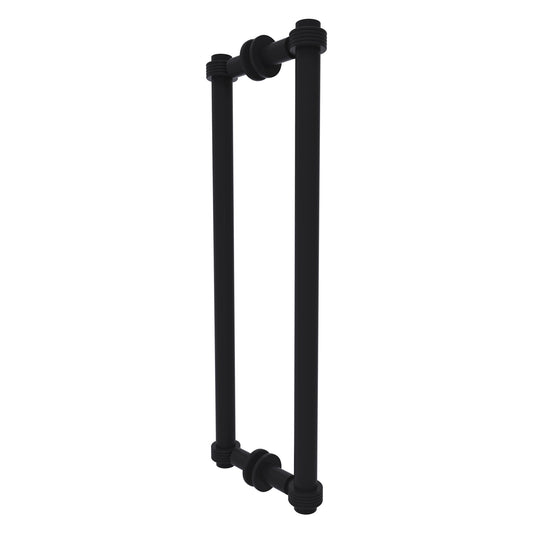Allied Brass 404G-18BB 19.4" x 7.2" Matte Black Solid Brass Back-to-Back Shower Door Pull with Grooved Accent