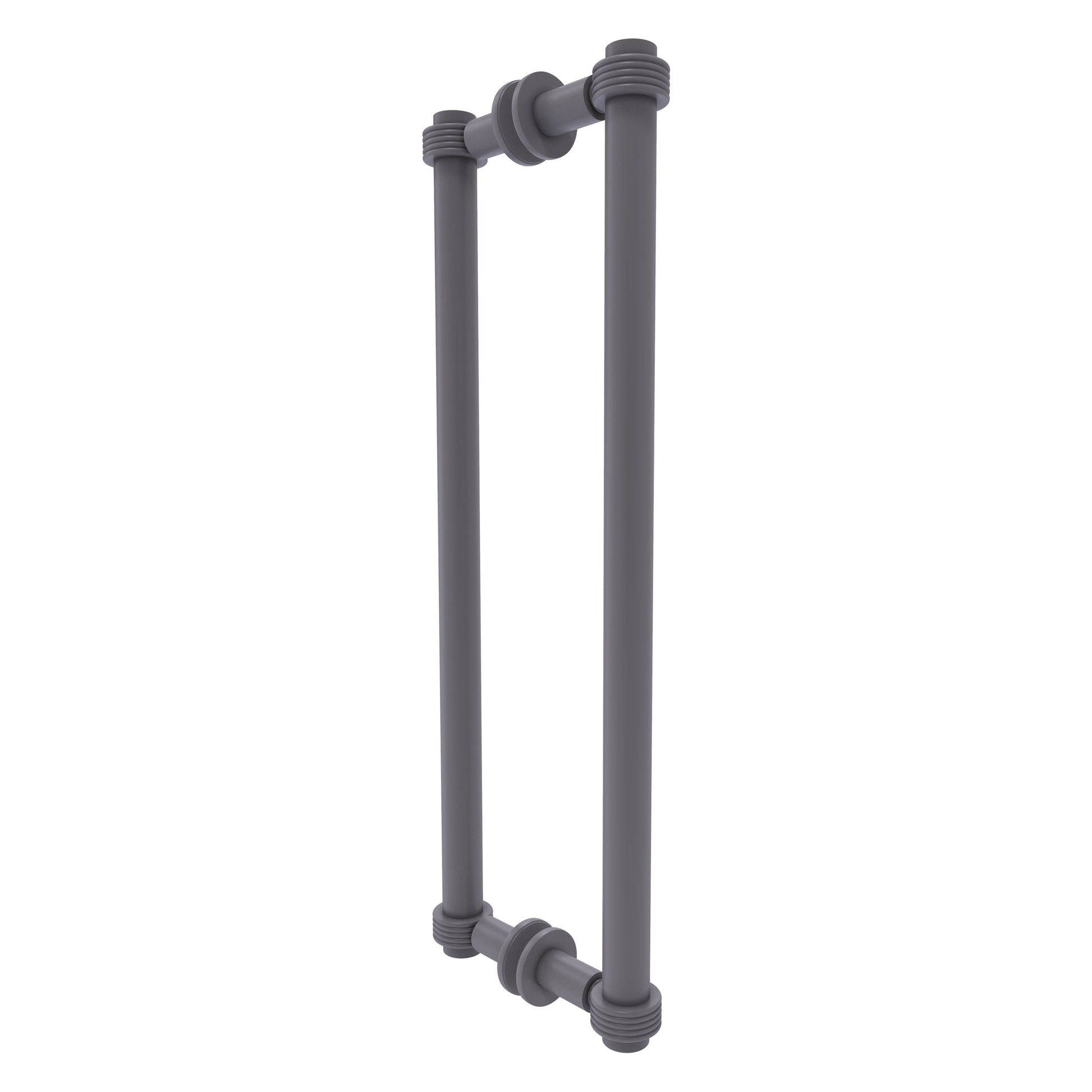 Allied Brass 404G-18BB 19.4" x 7.2" Matte Gray Solid Brass Back-to-Back Shower Door Pull with Grooved Accent