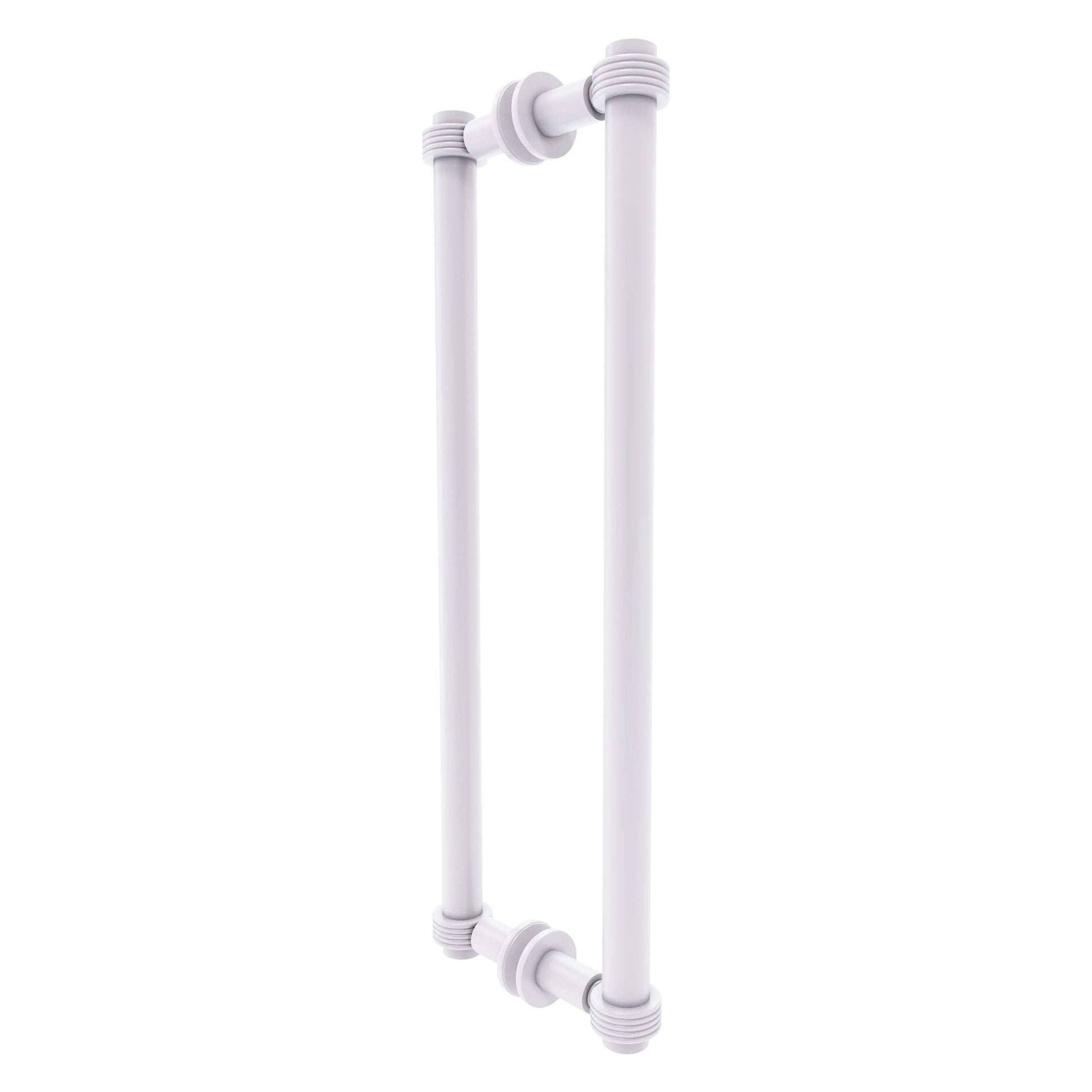 Allied Brass 404G-18BB 19.4" x 7.2" Matte White Solid Brass Back-to-Back Shower Door Pull with Grooved Accent