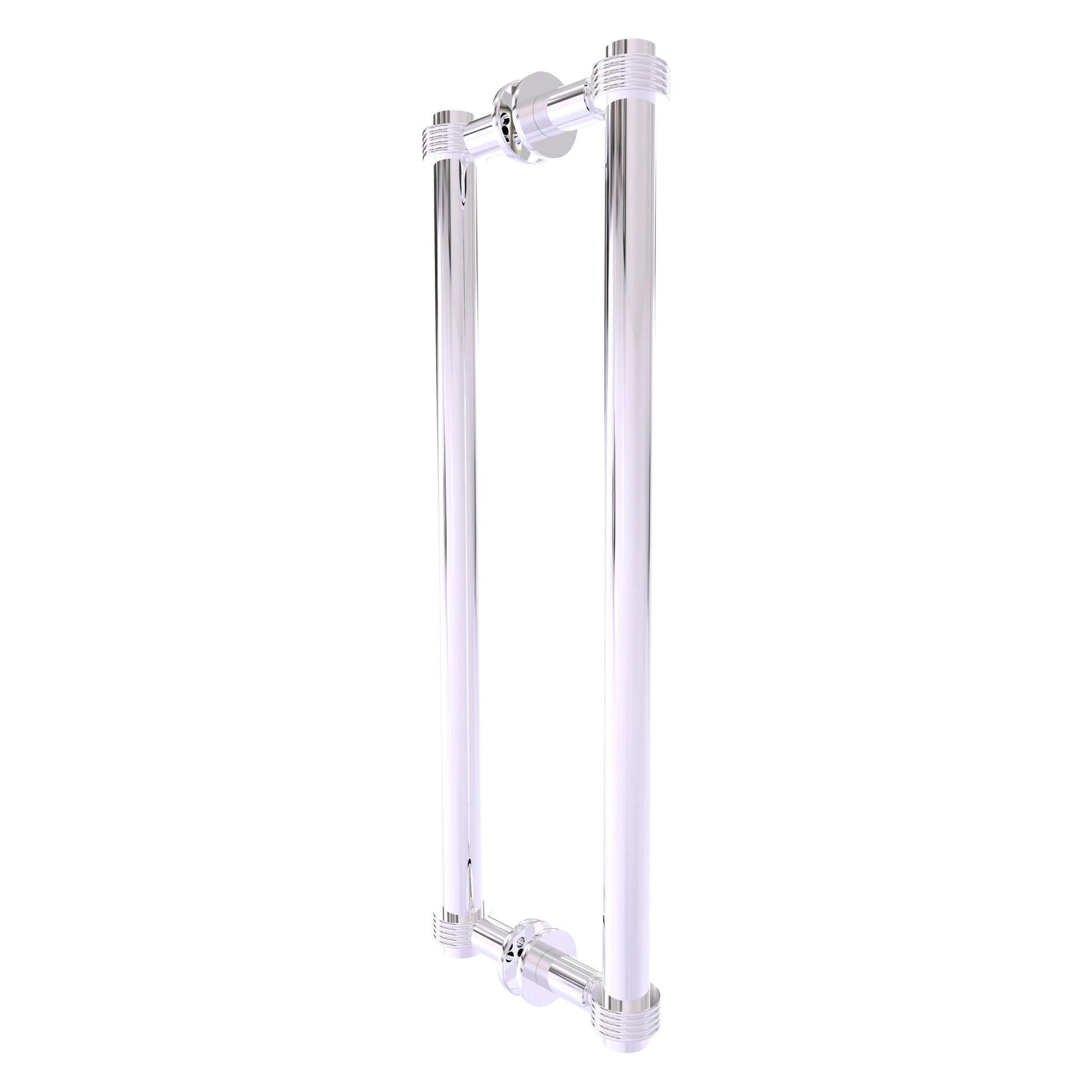 Allied Brass 404G-18BB 19.4" x 7.2" Polished Chrome Solid Brass Back-to-Back Shower Door Pull with Grooved Accent