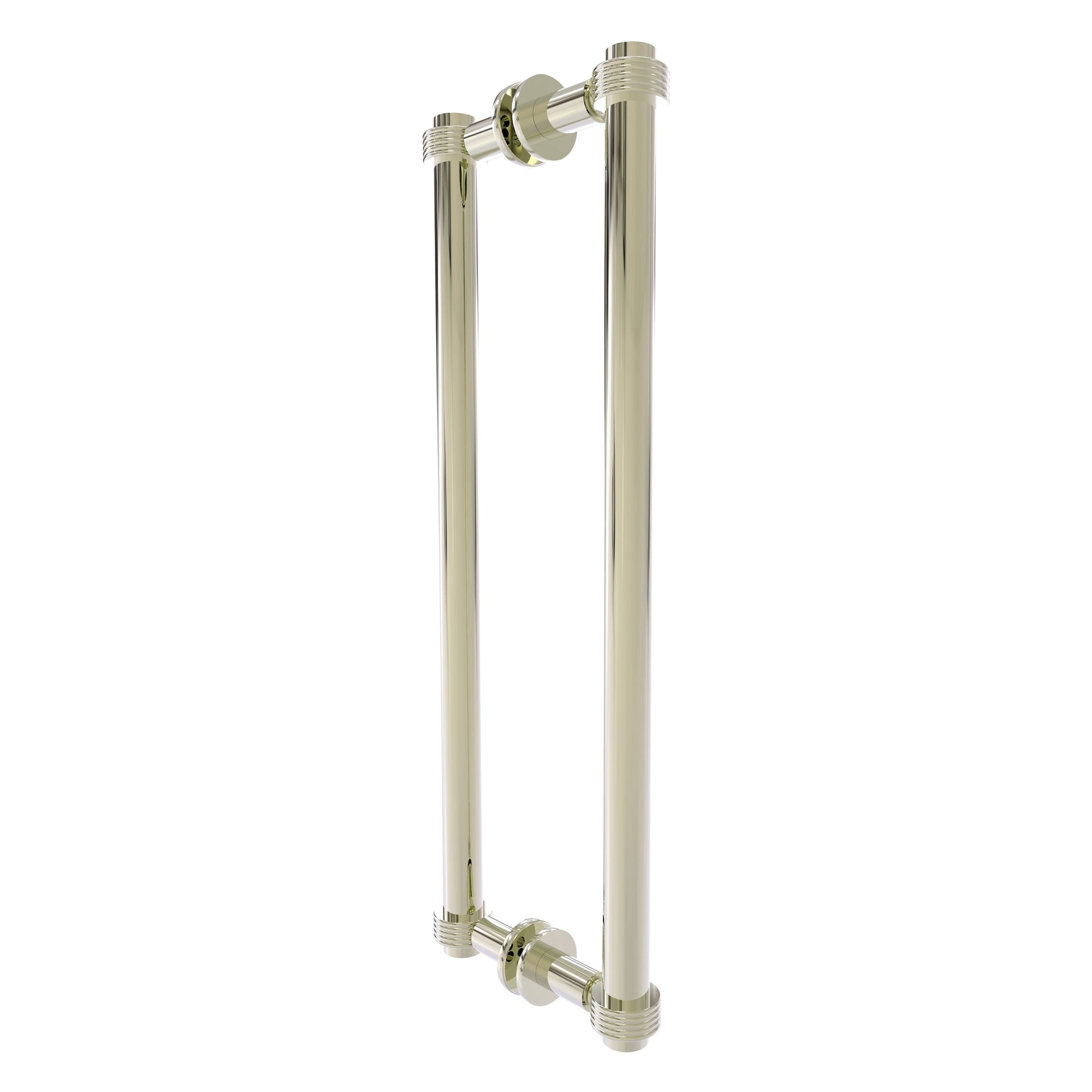 Allied Brass 404G-18BB 19.4" x 7.2" Polished Nickel Solid Brass Back-to-Back Shower Door Pull with Grooved Accent