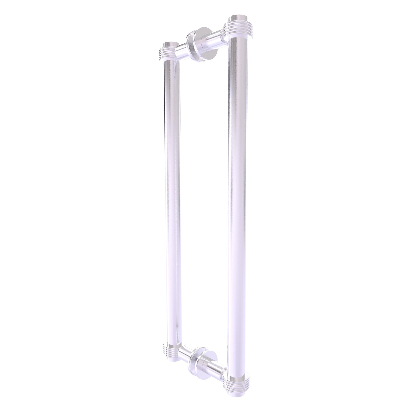 Allied Brass 404G-18BB 19.4" x 7.2" Satin Chrome Solid Brass Back-to-Back Shower Door Pull with Grooved Accent