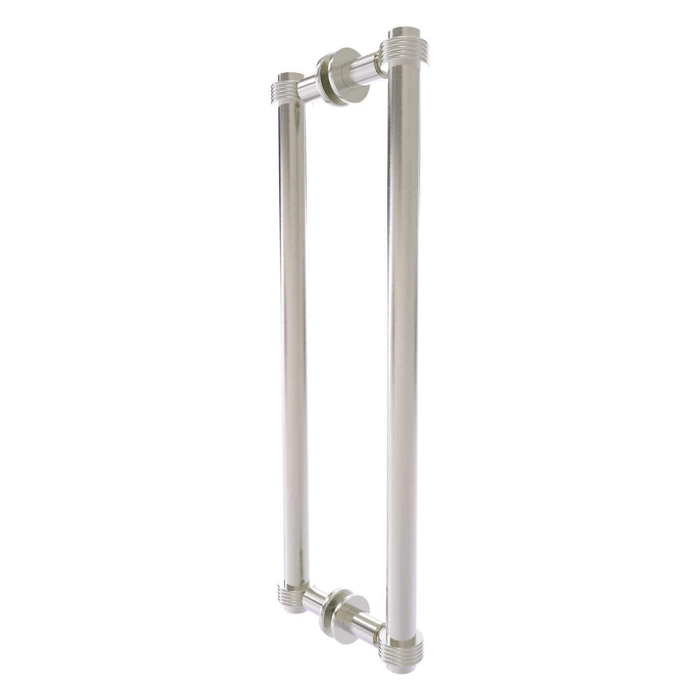 Allied Brass 404G-18BB 19.4" x 7.2" Satin Nickel Solid Brass Back-to-Back Shower Door Pull with Grooved Accent