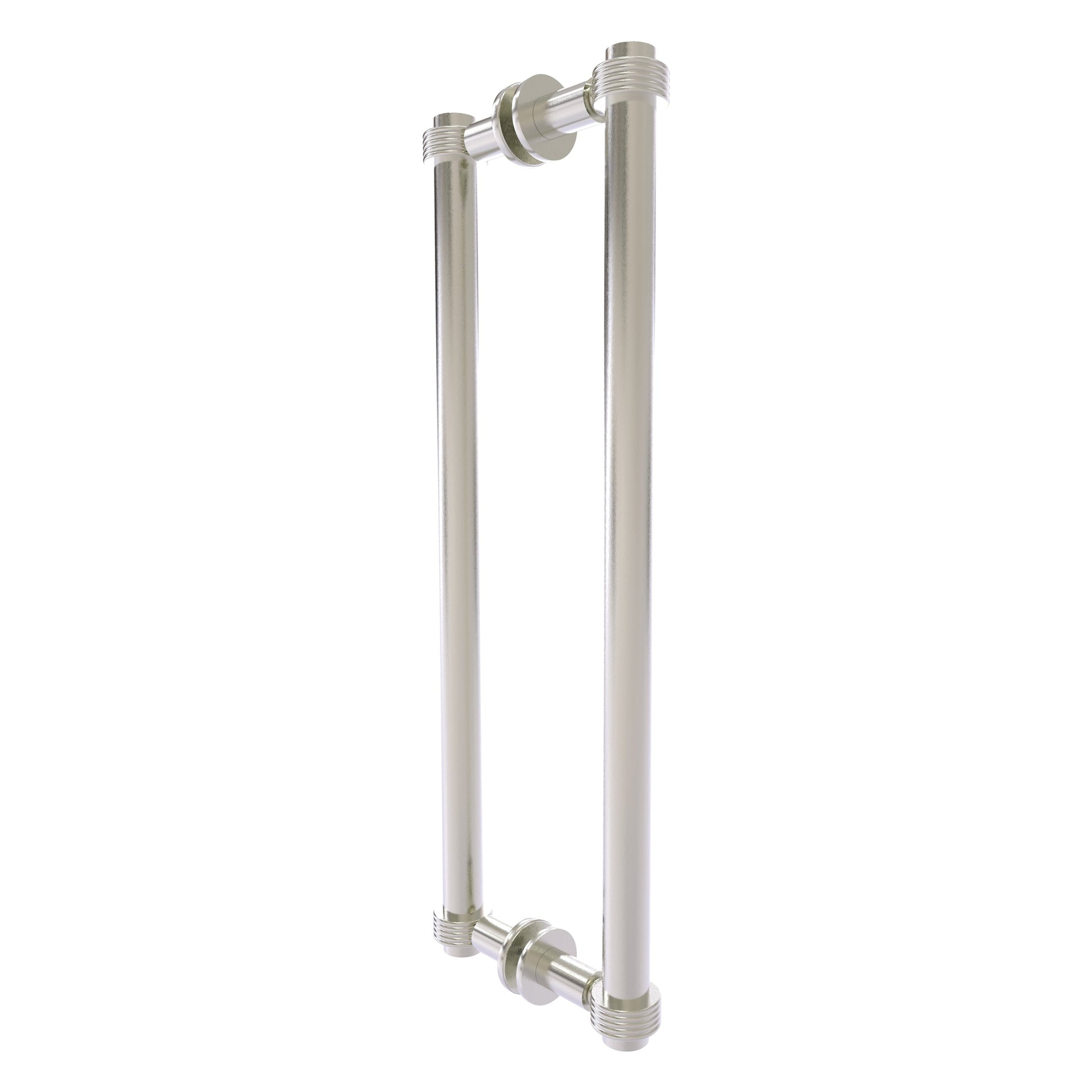 Allied Brass 404G-18BB 19.4" x 7.2" Satin Nickel Solid Brass Back-to-Back Shower Door Pull with Grooved Accent