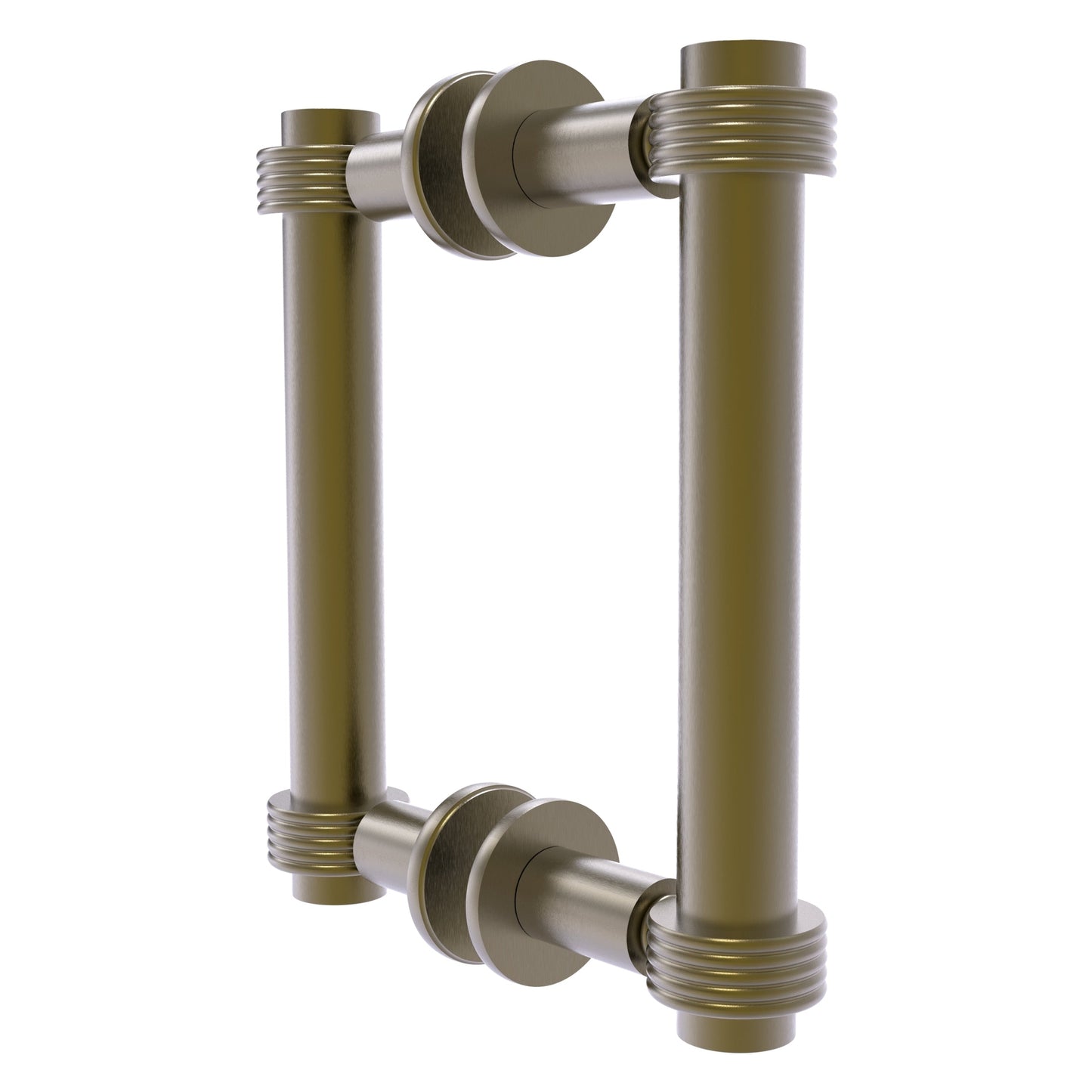 Allied Brass 404G-6BB 7.4" x 7.2" Antique Brass Solid Brass Back-to-Back Shower Door Pull with Grooved Accent