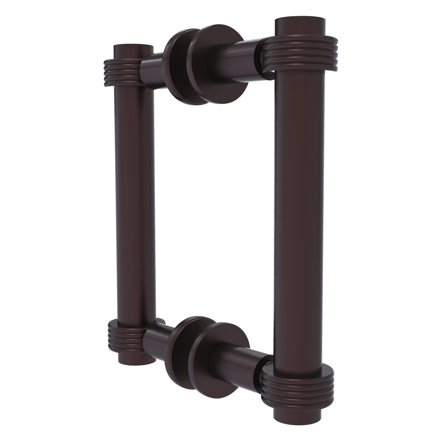 Allied Brass 404G-6BB 7.4" x 7.2" Antique Bronze Solid Brass Back-to-Back Shower Door Pull with Grooved Accent