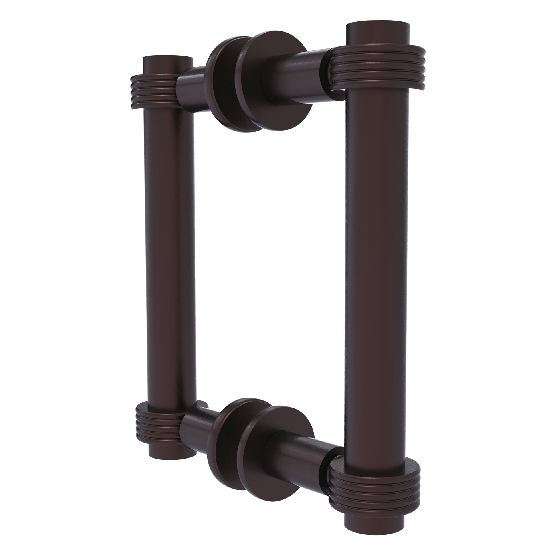 Allied Brass 404G-6BB 7.4" x 7.2" Antique Bronze Solid Brass Back-to-Back Shower Door Pull with Grooved Accent