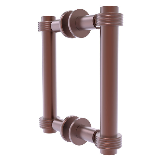 Allied Brass 404G-6BB 7.4" x 7.2" Antique Copper Solid Brass Back-to-Back Shower Door Pull with Grooved Accent