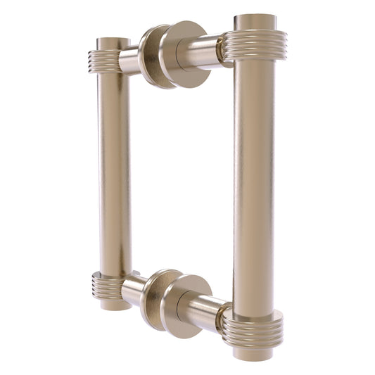 Allied Brass 404G-6BB 7.4" x 7.2" Antique Pewter Solid Brass Back-to-Back Shower Door Pull with Grooved Accent