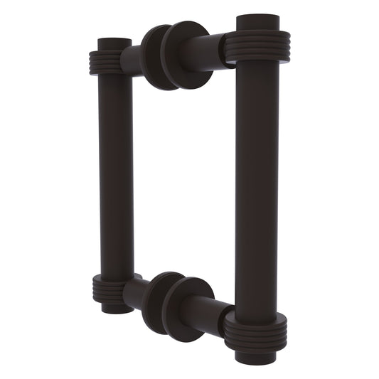 Allied Brass 404G-6BB 7.4" x 7.2" Oil Rubbed Bronze Solid Brass Back-to-Back Shower Door Pull with Grooved Accent