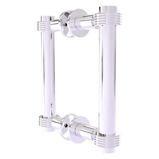 Allied Brass 404G-6BB 7.4" x 7.2" Polished Chrome Solid Brass Back-to-Back Shower Door Pull with Grooved Accent