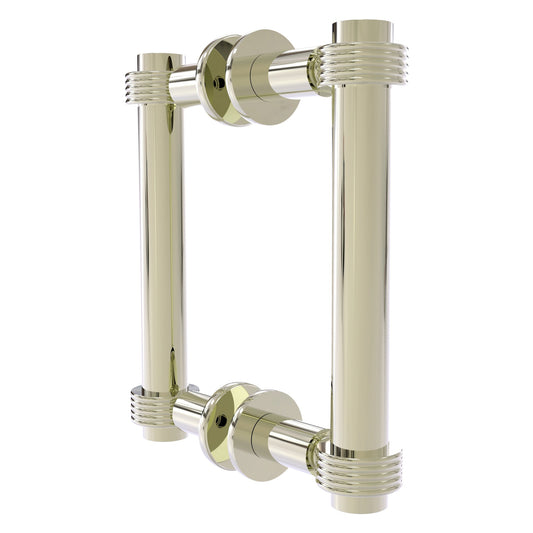 Allied Brass 404G-6BB 7.4" x 7.2" Polished Nickel Solid Brass Back-to-Back Shower Door Pull with Grooved Accent