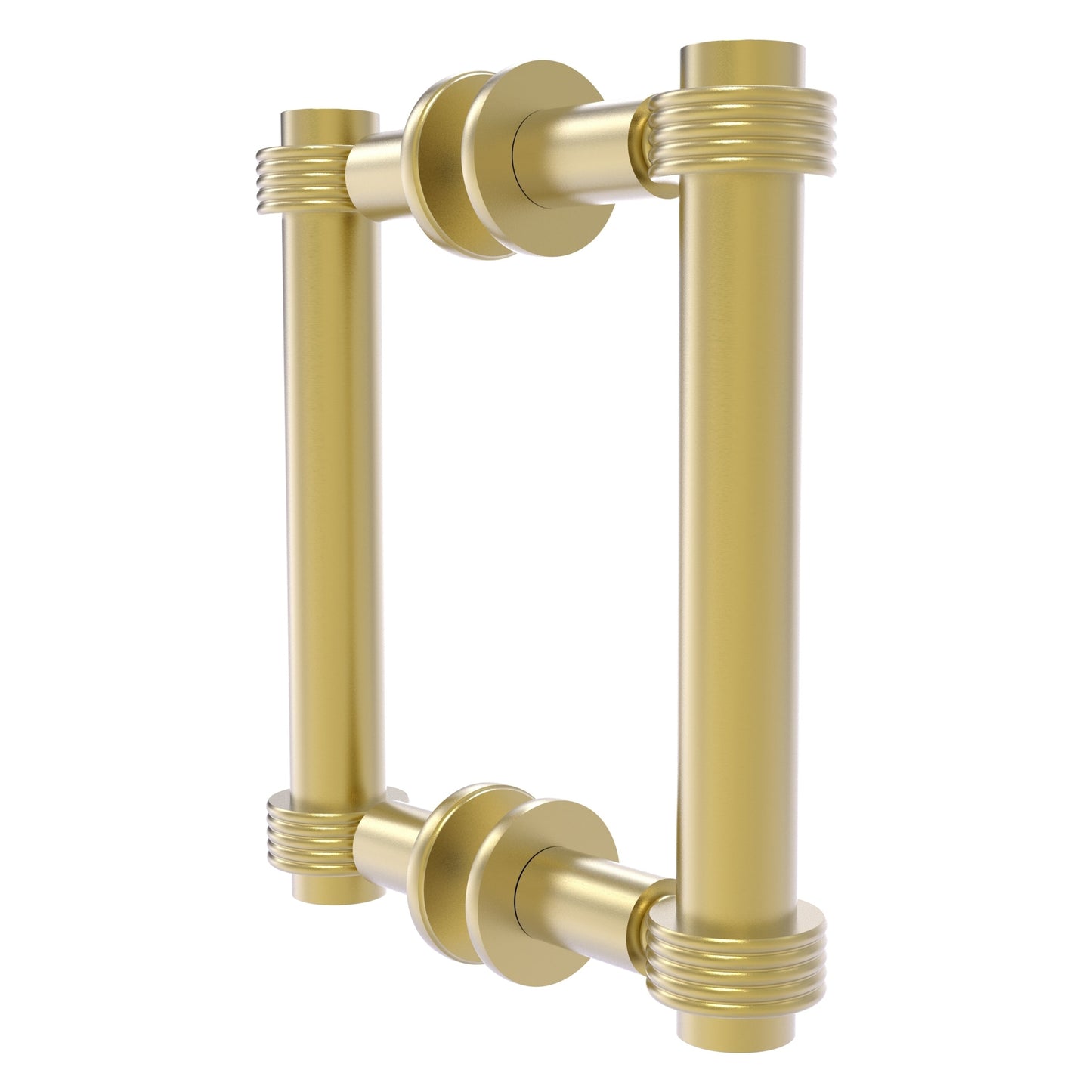 Allied Brass 404G-6BB 7.4" x 7.2" Satin Brass Solid Brass Back-to-Back Shower Door Pull with Grooved Accent