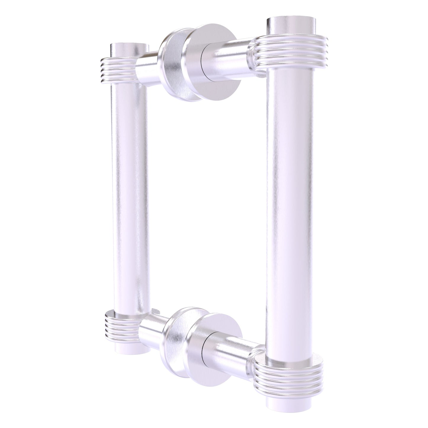 Allied Brass 404G-6BB 7.4" x 7.2" Satin Chrome Solid Brass Back-to-Back Shower Door Pull with Grooved Accent