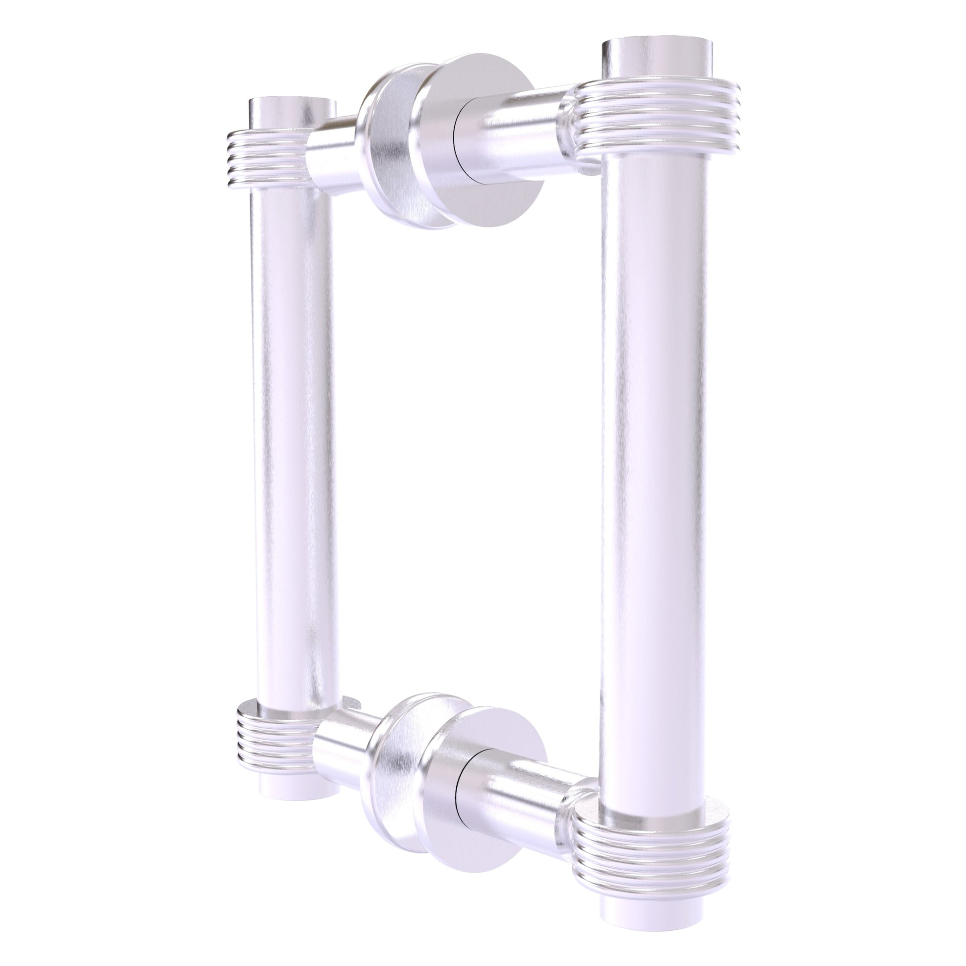 Allied Brass 404G-6BB 7.4" x 7.2" Satin Chrome Solid Brass Back-to-Back Shower Door Pull with Grooved Accent