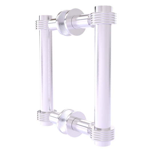 Allied Brass 404G-6BB 7.4" x 7.2" Satin Chrome Solid Brass Back-to-Back Shower Door Pull with Grooved Accent
