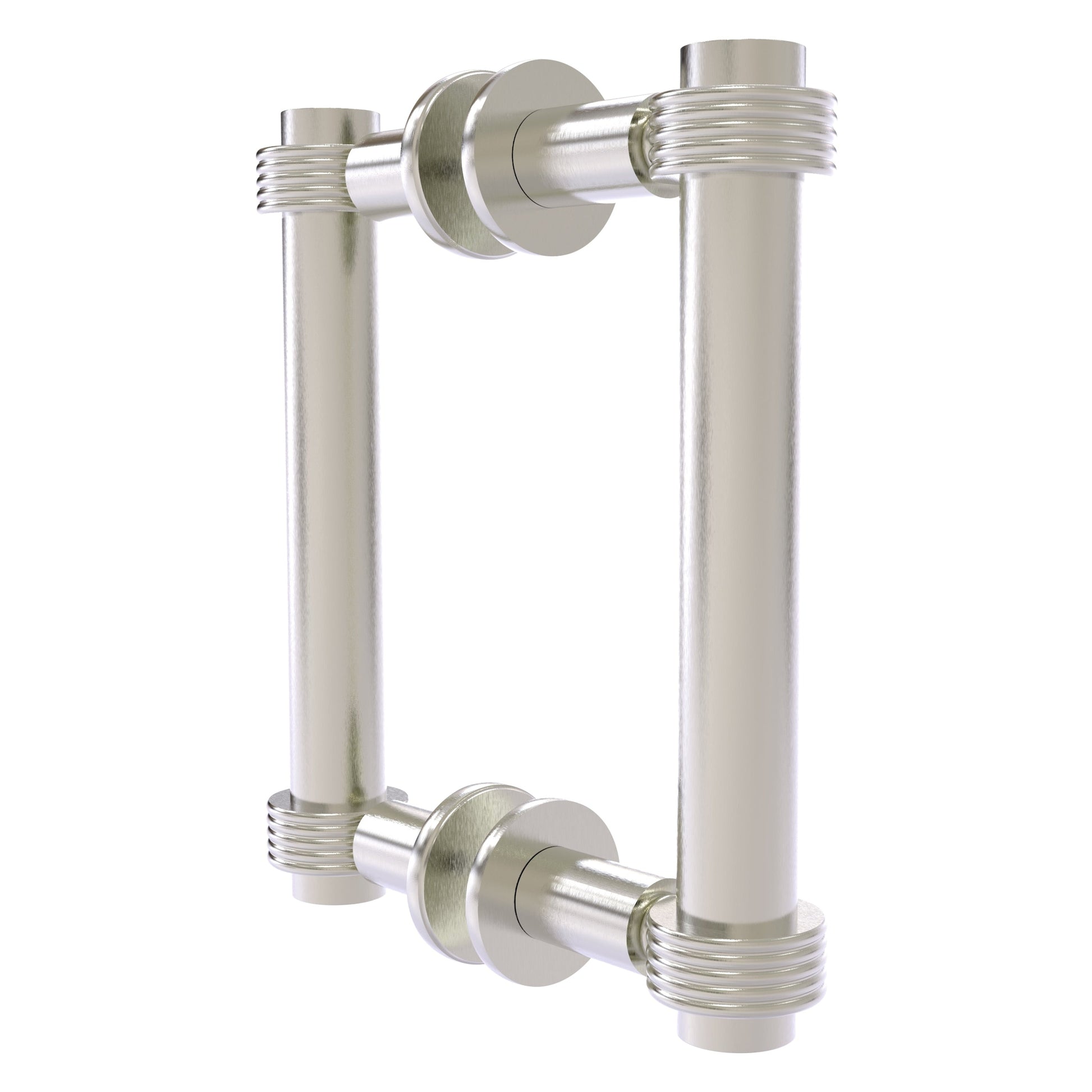 Allied Brass 404G-6BB 7.4" x 7.2" Satin Nickel Solid Brass Back-to-Back Shower Door Pull with Grooved Accent
