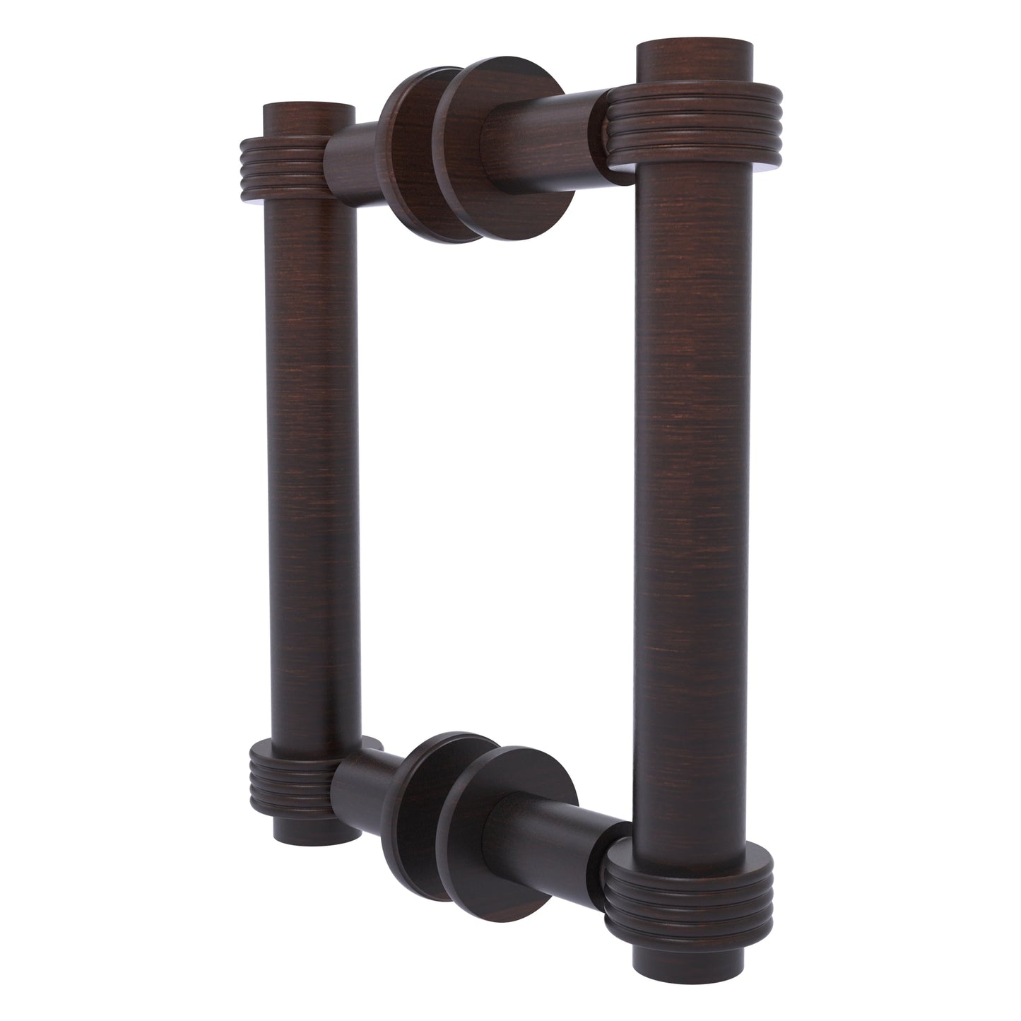 Allied Brass 404G-6BB 7.4" x 7.2" Venetian Bronze Solid Brass Back-to-Back Shower Door Pull with Grooved Accent