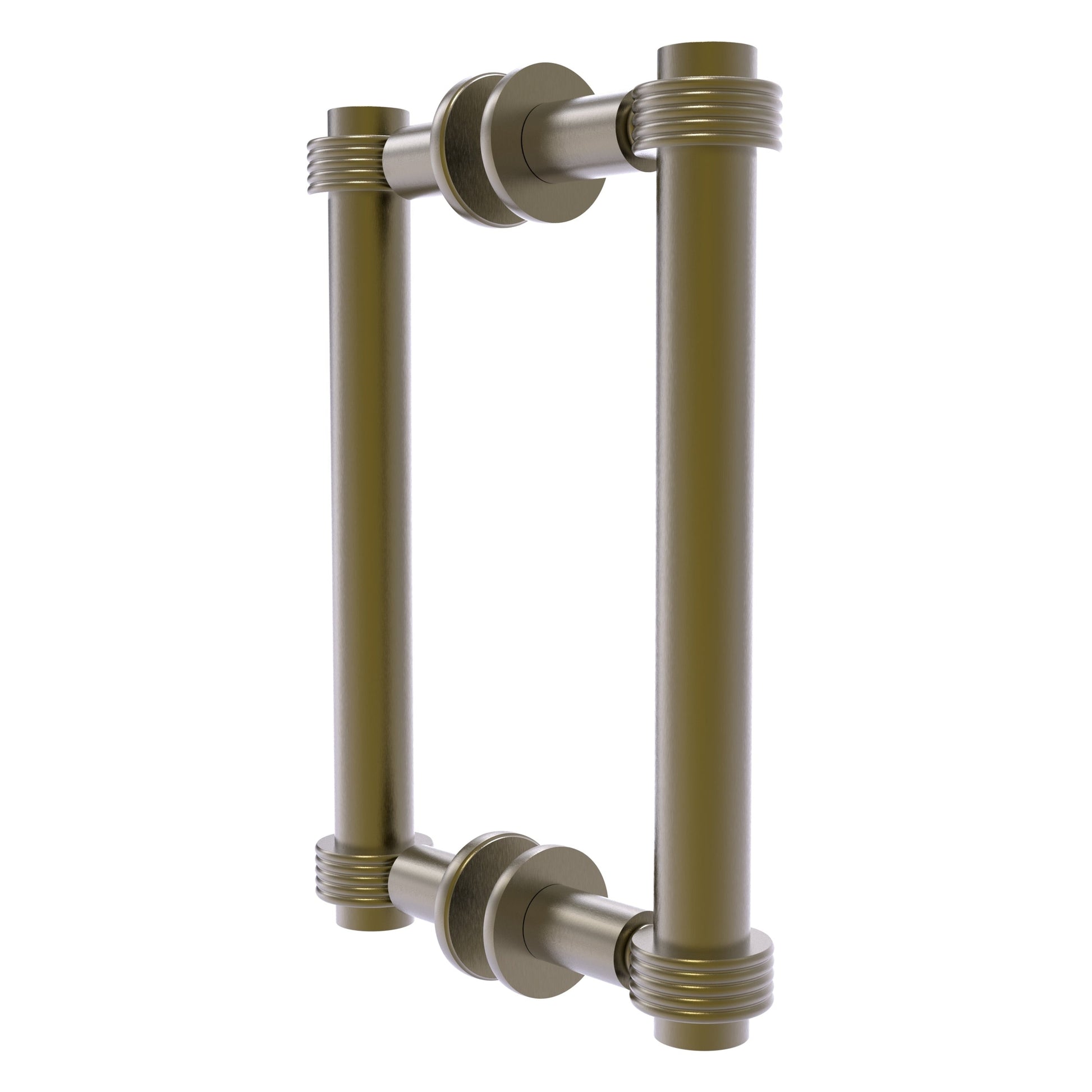 Allied Brass 404G-8BB 9.4" x 7.2" Antique Brass Solid Brass Back-to-Back Shower Door Pull with Grooved Accent