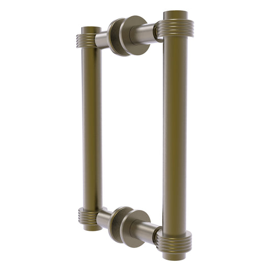 Allied Brass 404G-8BB 9.4" x 7.2" Antique Brass Solid Brass Back-to-Back Shower Door Pull with Grooved Accent