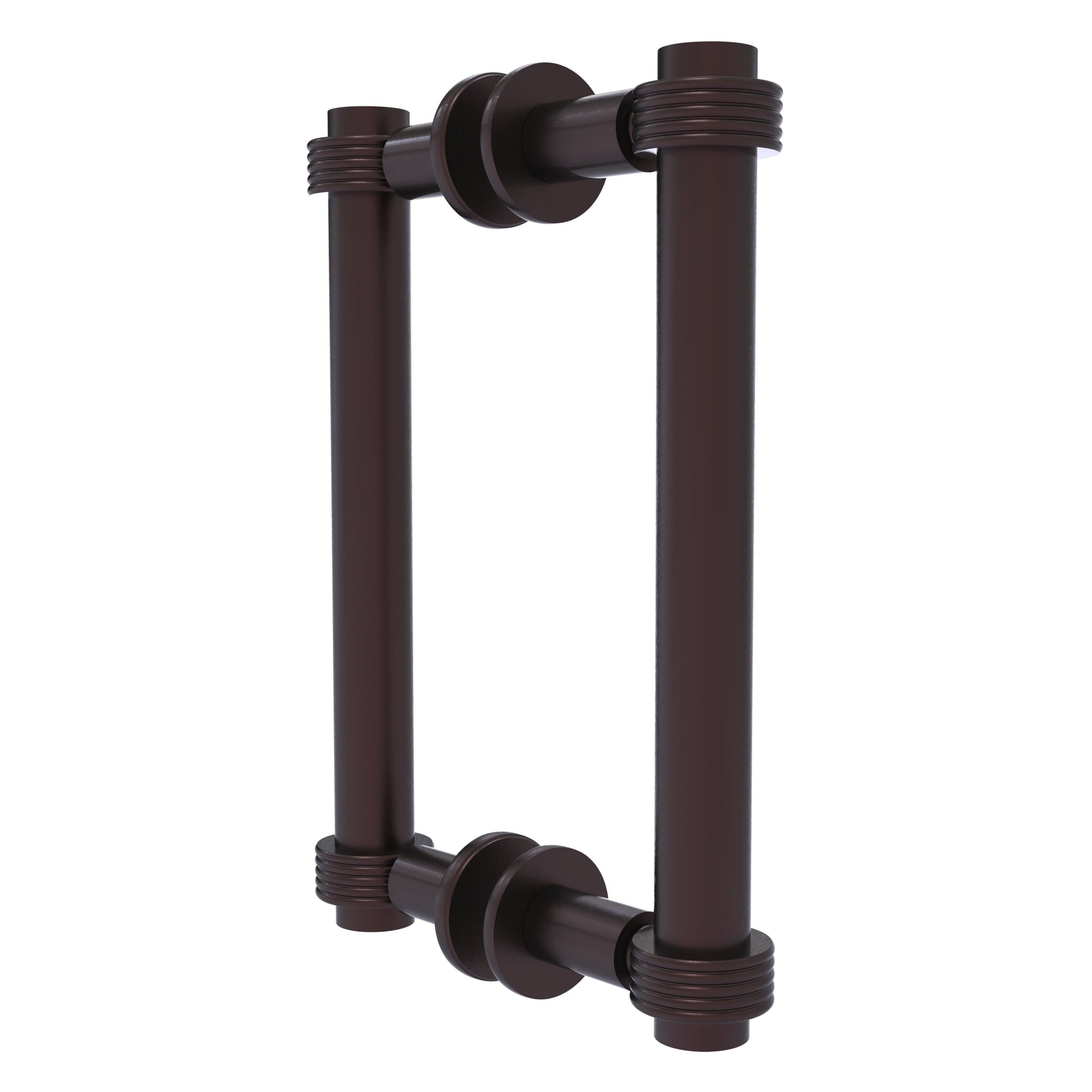 Allied Brass 404G-8BB 9.4" x 7.2" Antique Bronze Solid Brass Back-to-Back Shower Door Pull with Grooved Accent