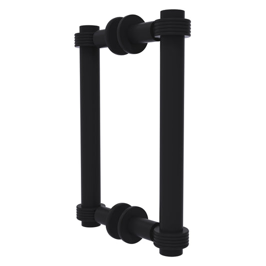 Allied Brass 404G-8BB 9.4" x 7.2" Matte Black Solid Brass Back-to-Back Shower Door Pull with Grooved Accent