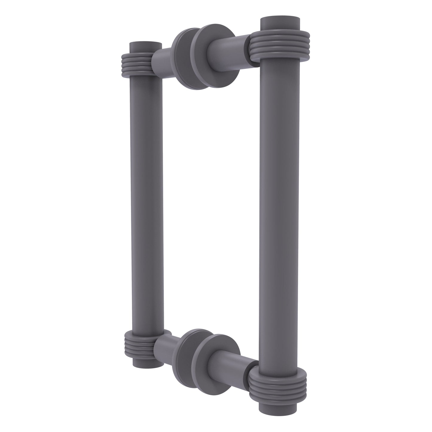 Allied Brass 404G-8BB 9.4" x 7.2" Matte Gray Solid Brass Back-to-Back Shower Door Pull with Grooved Accent