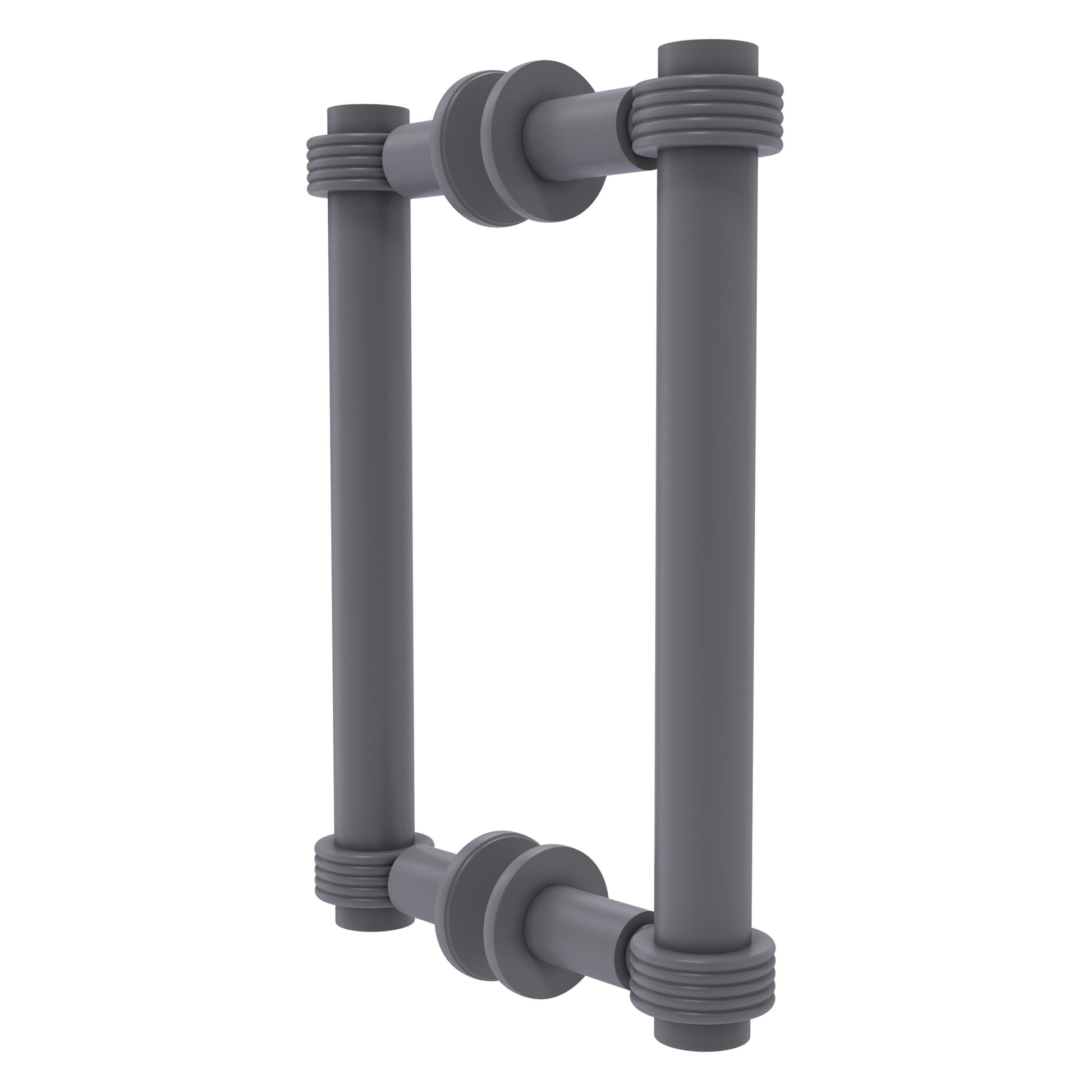 Allied Brass 404G-8BB 9.4" x 7.2" Matte Gray Solid Brass Back-to-Back Shower Door Pull with Grooved Accent