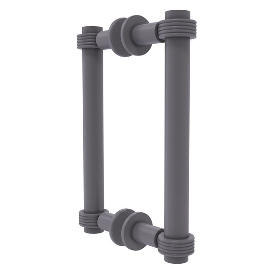 Allied Brass 404G-8BB 9.4" x 7.2" Matte Gray Solid Brass Back-to-Back Shower Door Pull with Grooved Accent