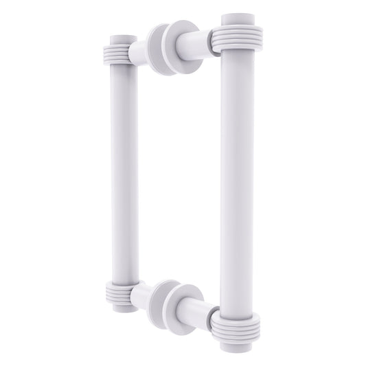 Allied Brass 404G-8BB 9.4" x 7.2" Matte White Solid Brass Back-to-Back Shower Door Pull with Grooved Accent