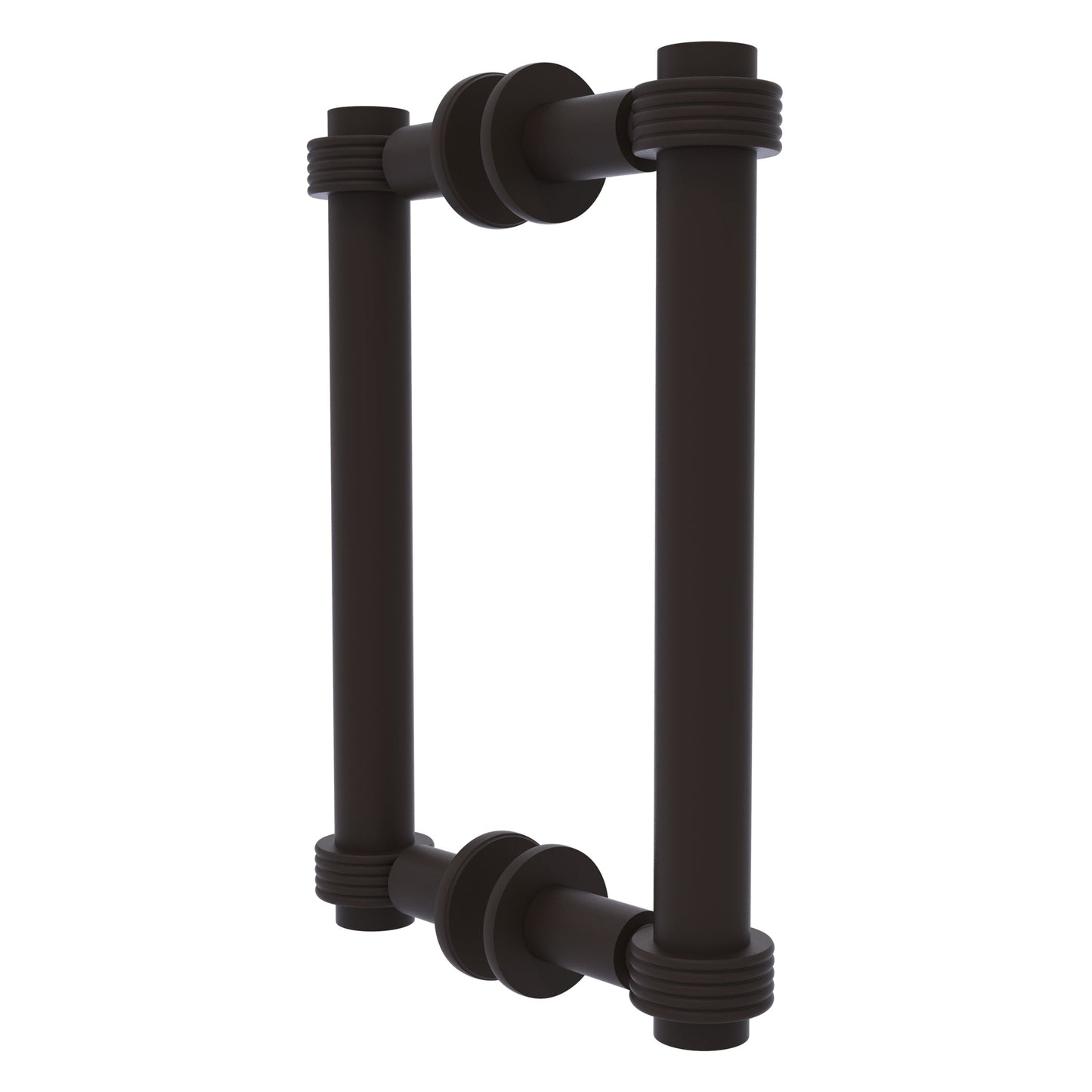 Allied Brass 404G-8BB 9.4" x 7.2" Oil Rubbed Bronze Solid Brass Back-to-Back Shower Door Pull with Grooved Accent