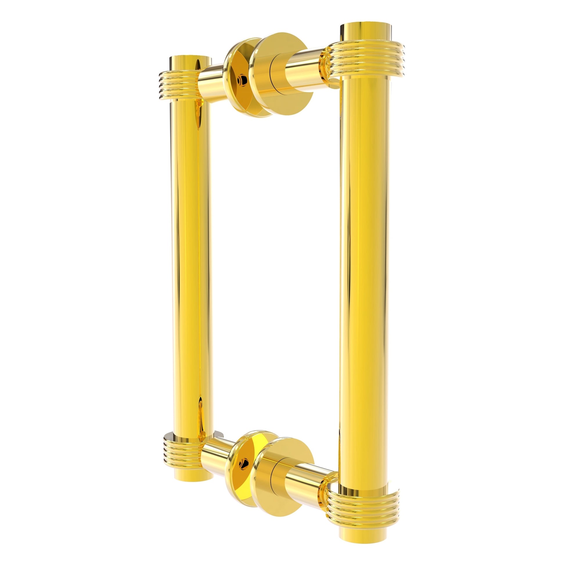 Allied Brass 404G-8BB 9.4" x 7.2" Polished Brass Solid Brass Back-to-Back Shower Door Pull with Grooved Accent