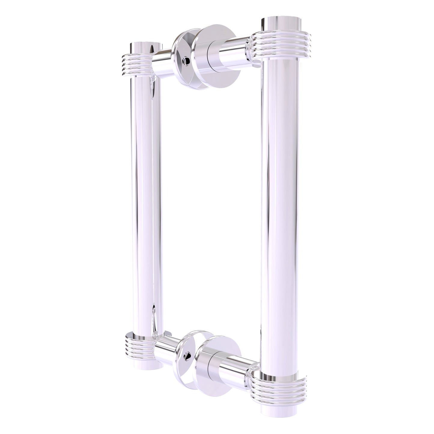 Allied Brass 404G-8BB 9.4" x 7.2" Polished Chrome Solid Brass Back-to-Back Shower Door Pull with Grooved Accent