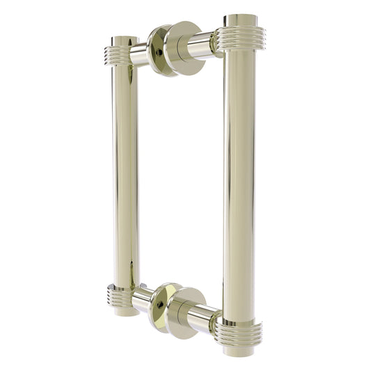 Allied Brass 404G-8BB 9.4" x 7.2" Polished Nickel Solid Brass Back-to-Back Shower Door Pull with Grooved Accent