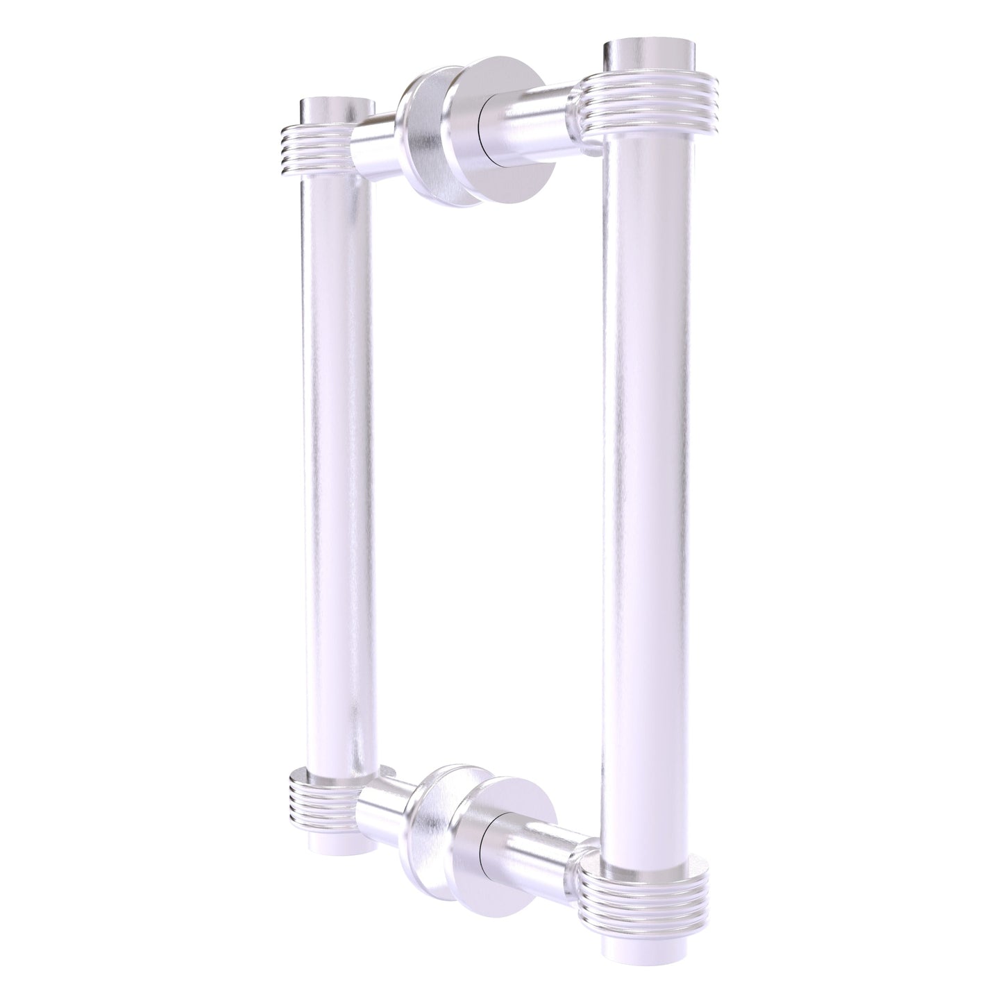 Allied Brass 404G-8BB 9.4" x 7.2" Satin Chrome Solid Brass Back-to-Back Shower Door Pull with Grooved Accent