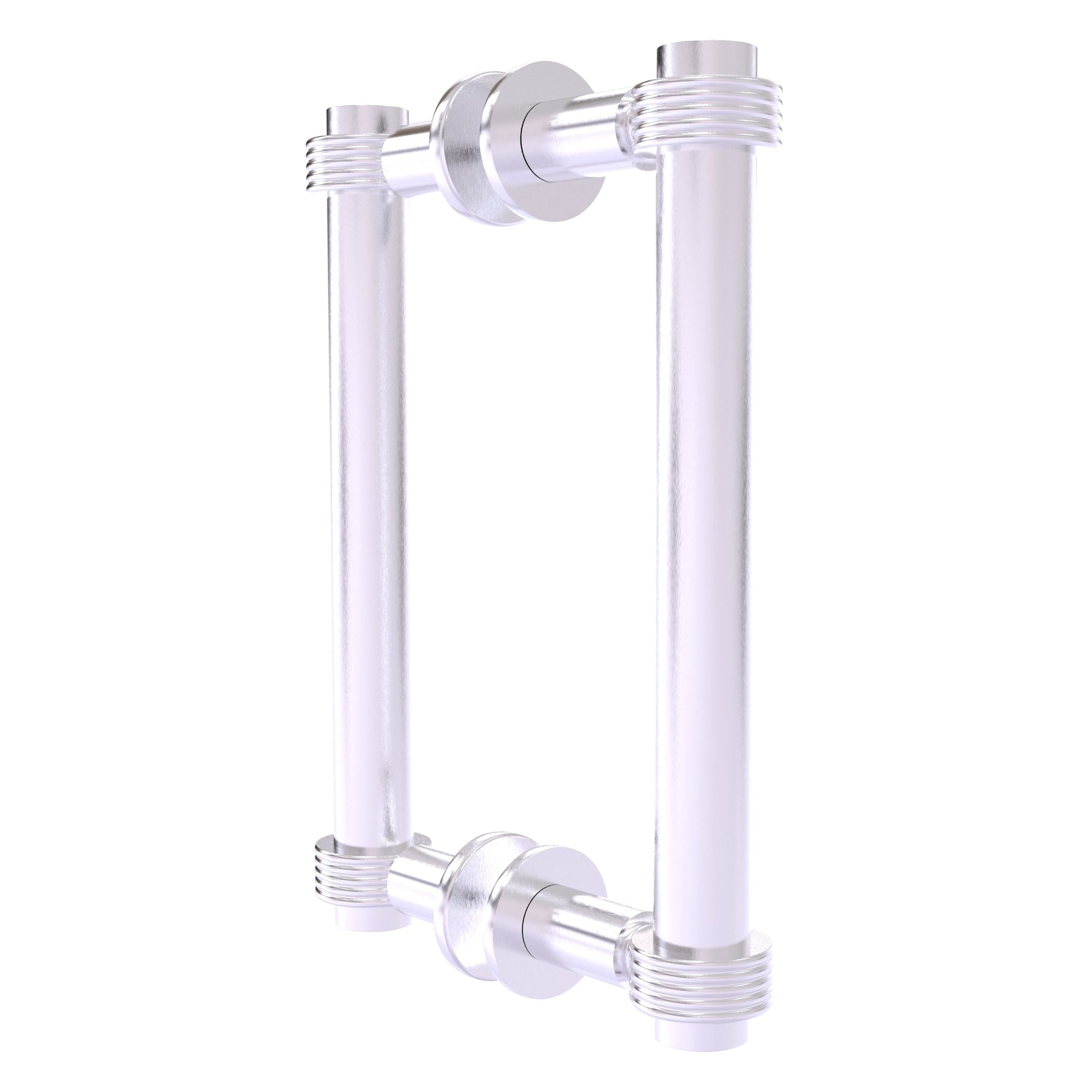 Allied Brass 404G-8BB 9.4" x 7.2" Satin Chrome Solid Brass Back-to-Back Shower Door Pull with Grooved Accent