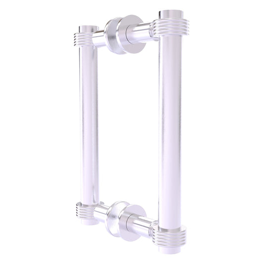 Allied Brass 404G-8BB 9.4" x 7.2" Satin Chrome Solid Brass Back-to-Back Shower Door Pull with Grooved Accent