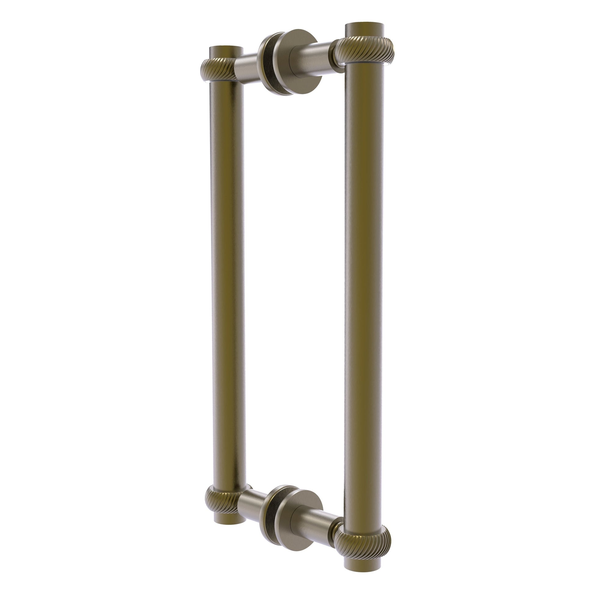 Allied Brass 404T-12BB 13.4" x 7.2" Antique Brass Solid Brass Back-to-Back Shower Door Pull with Twisted Accent