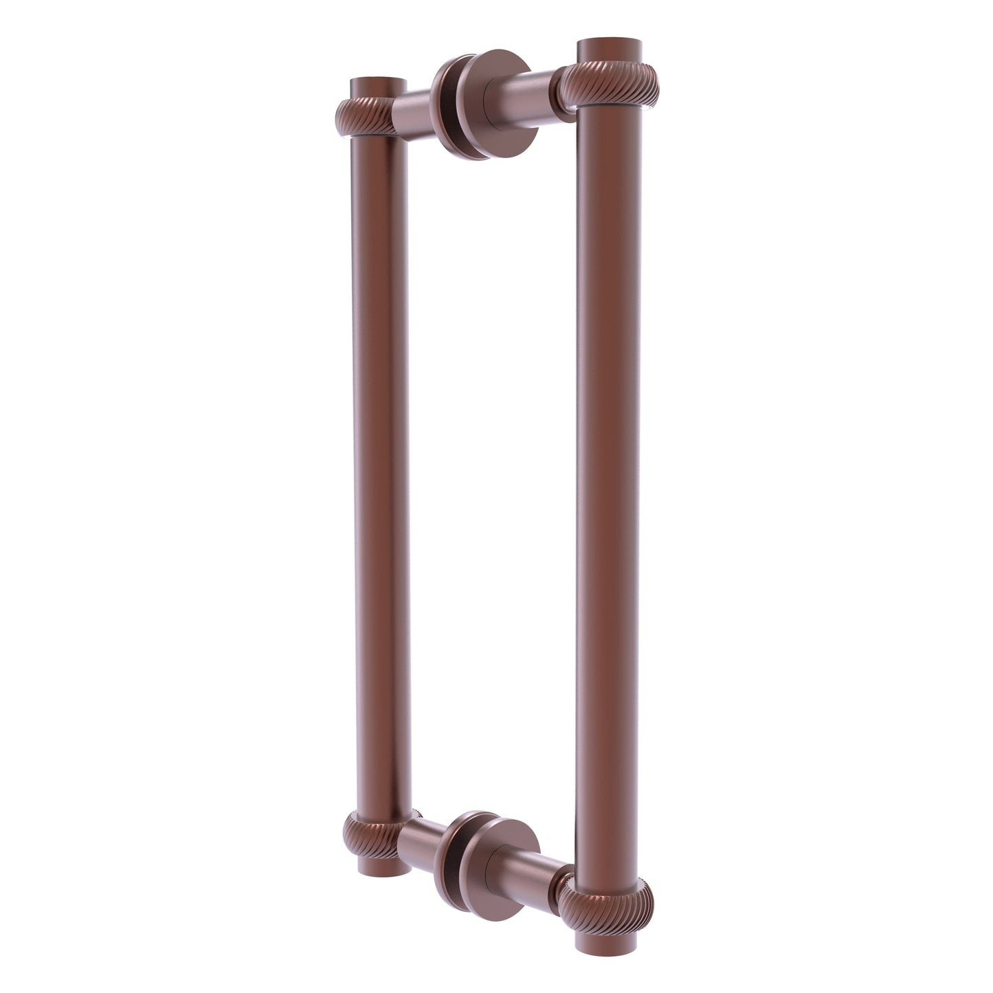 Allied Brass 404T-12BB 13.4" x 7.2" Antique Copper Solid Brass Back-to-Back Shower Door Pull with Twisted Accent