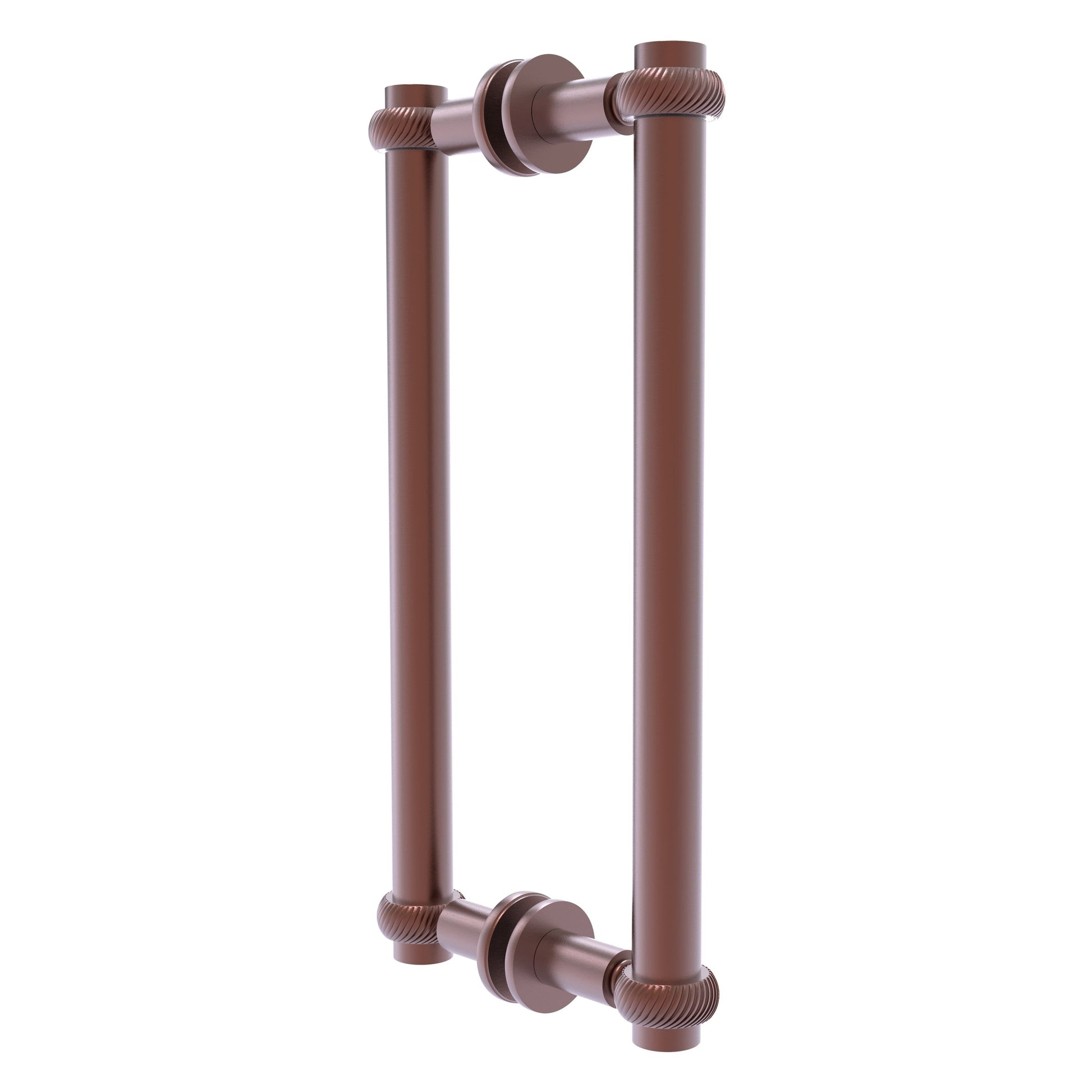 Allied Brass 404T-12BB 13.4" x 7.2" Antique Copper Solid Brass Back-to-Back Shower Door Pull with Twisted Accent