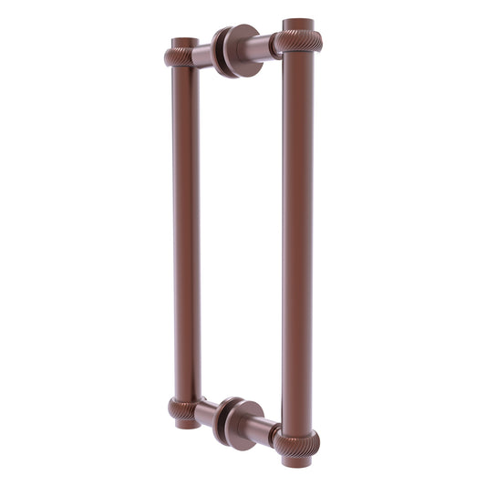 Allied Brass 404T-12BB 13.4" x 7.2" Antique Copper Solid Brass Back-to-Back Shower Door Pull with Twisted Accent
