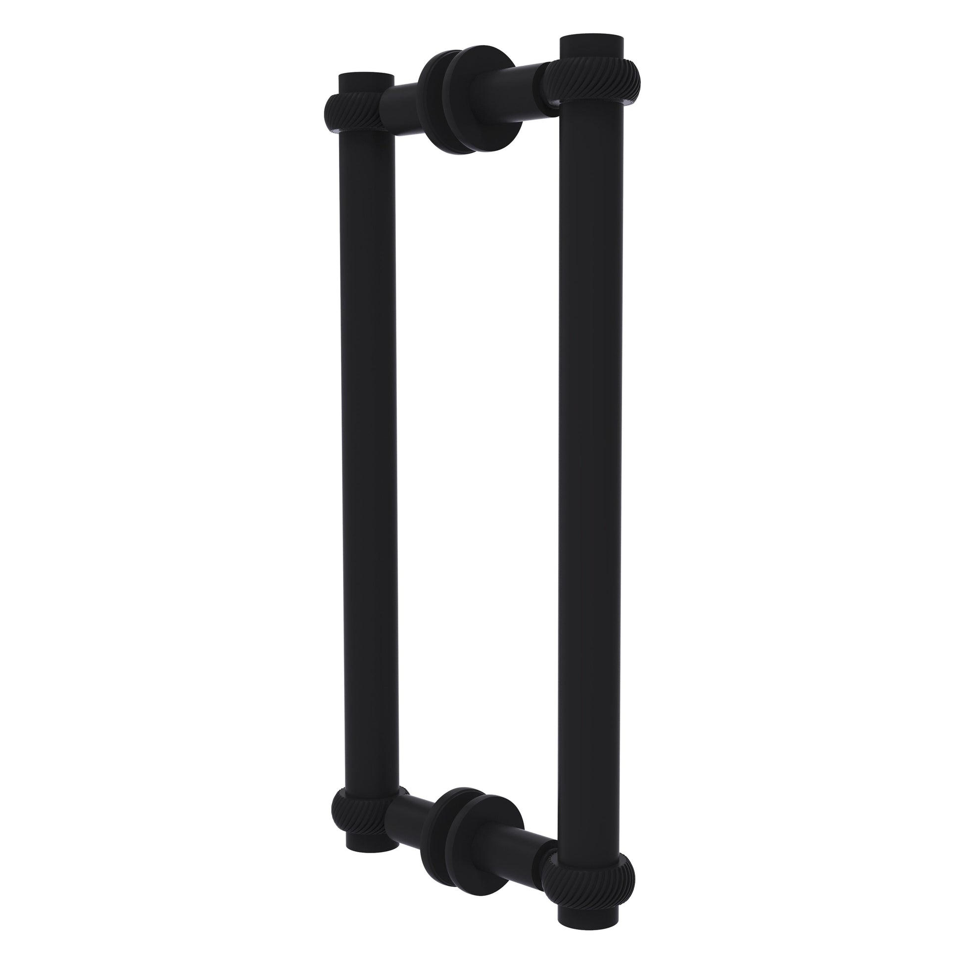 Allied Brass 404T-12BB 13.4" x 7.2" Matte Black Solid Brass Back-to-Back Shower Door Pull with Twisted Accent