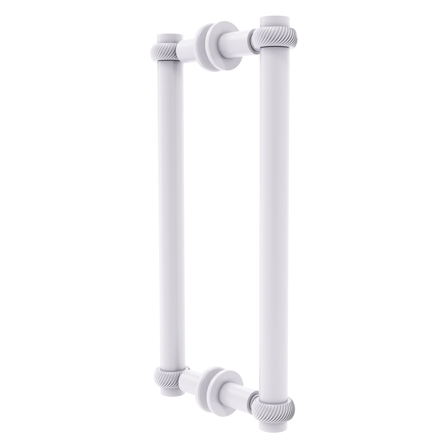 Allied Brass 404T-12BB 13.4" x 7.2" Matte White Solid Brass Back-to-Back Shower Door Pull with Twisted Accent